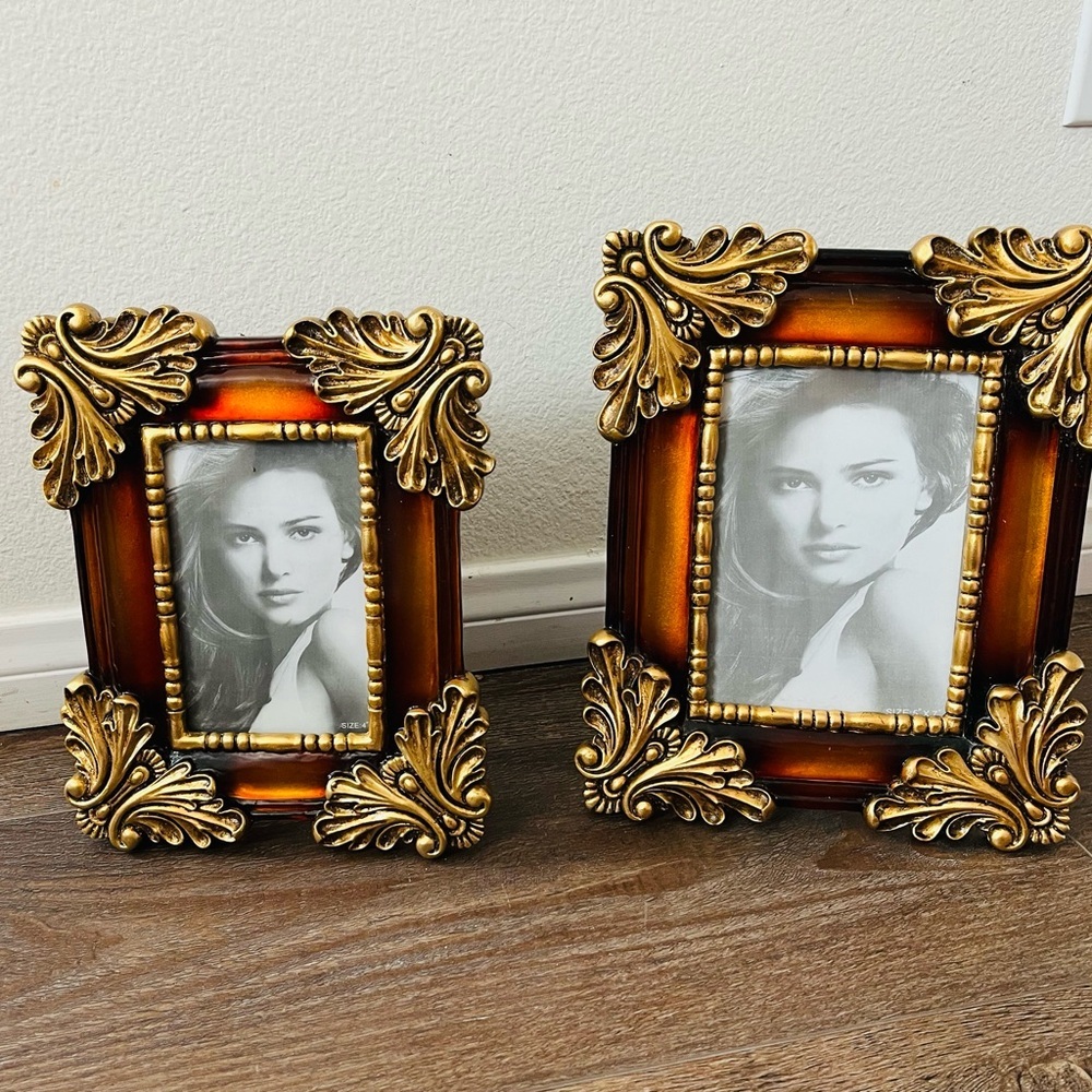 Elegant Gold and Brown Picture Frame Set